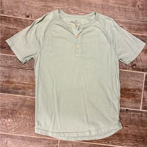 American Eagle Men's Mint Green Henley Tee Y2K